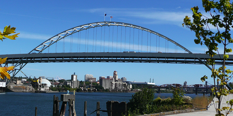 view of the Fremont Bridge across the water