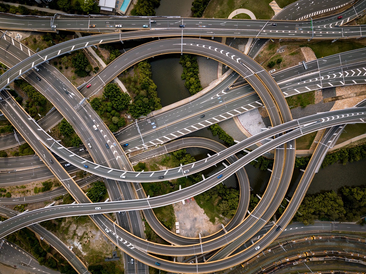 highway interchange seen from above