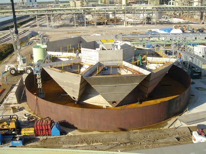 aerial view of petrochemical plant being built