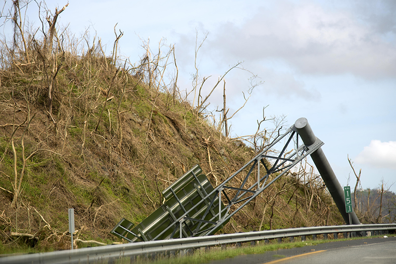 fallen highway sign