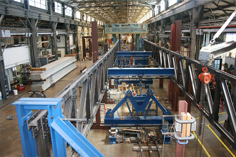 truss tests inside warehouse