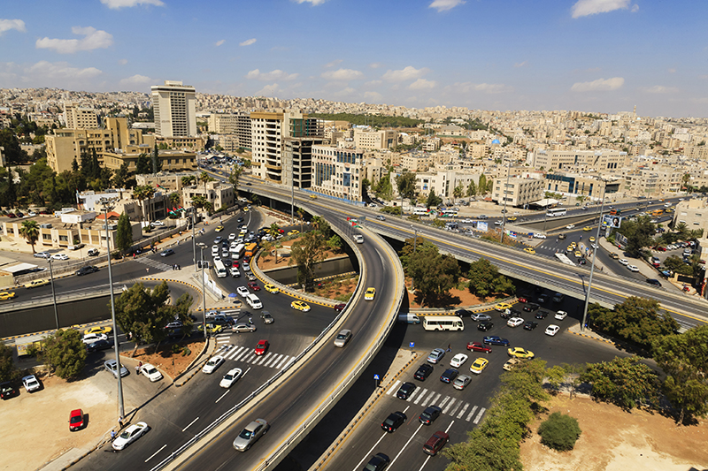 aerial view of highway intersection