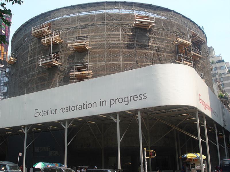 exterior of Guggenheim Museum under construction