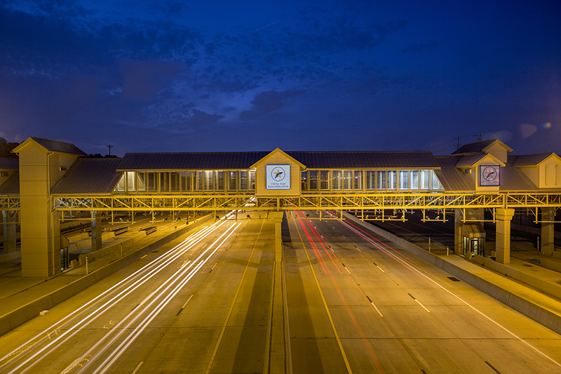 night view of toll road overpass