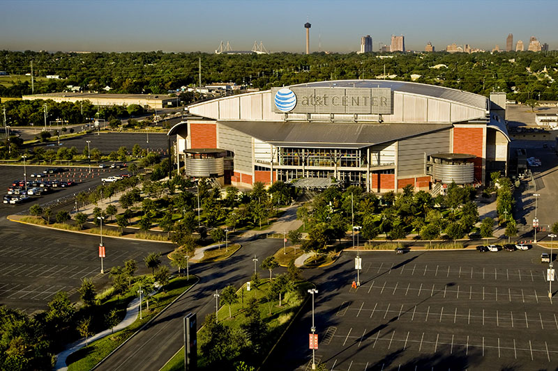 aerial view of the AT&T Center in San Antonio