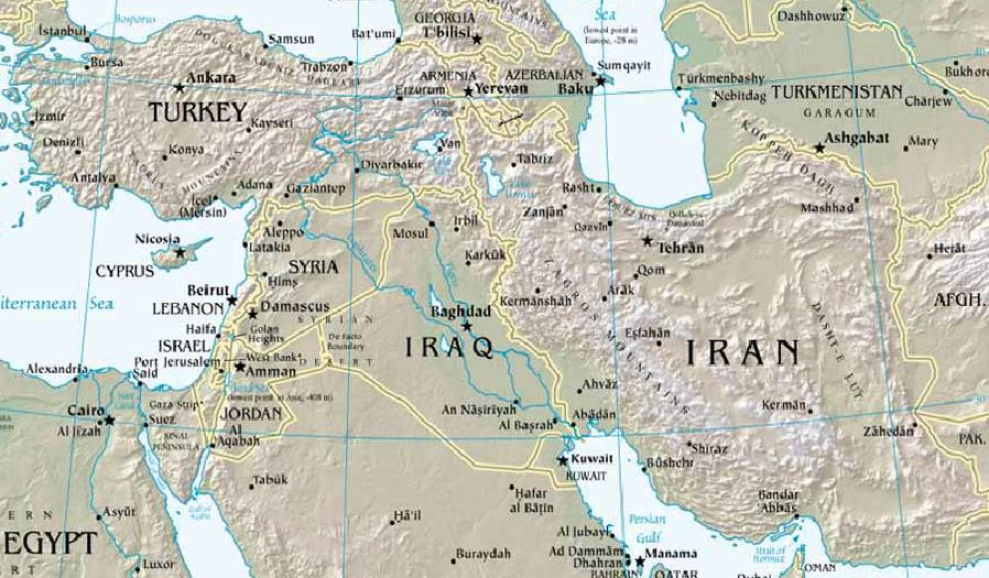 middle east map rivers